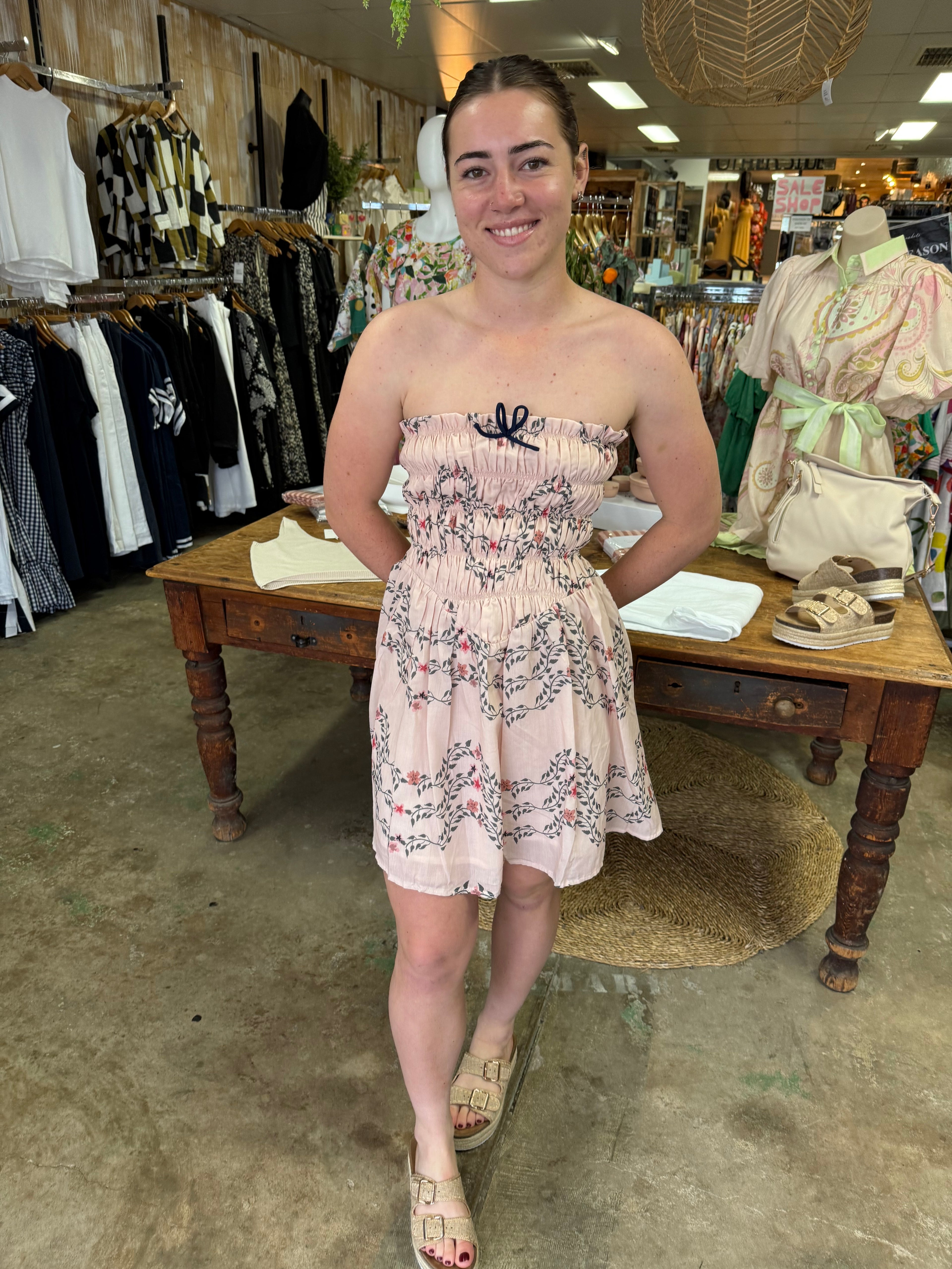 Strapless midi dress