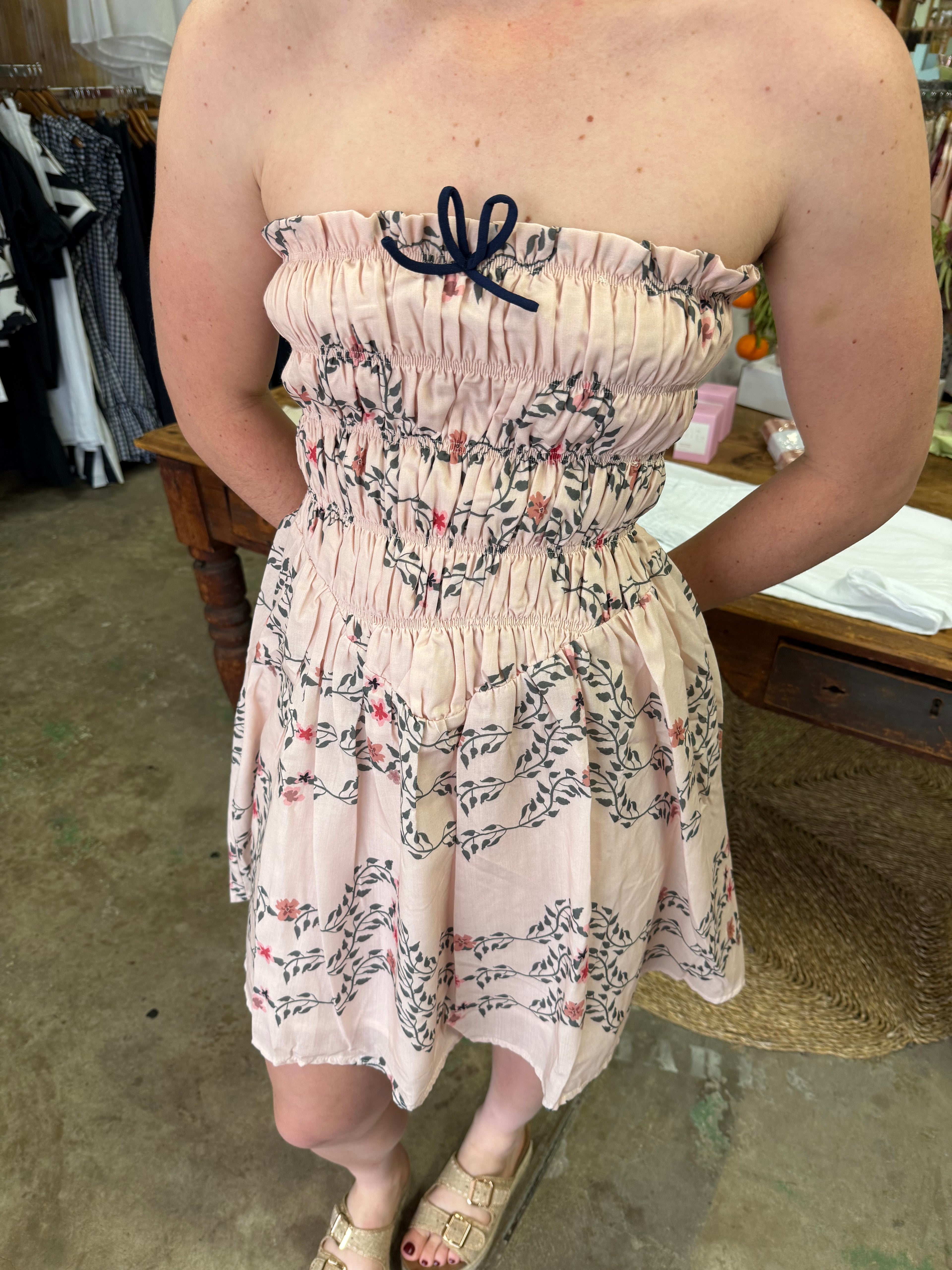 Strapless midi dress