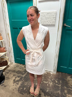 White Closet Sleeveless Tie Front Blazer Dress