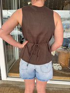 White Closet Linen Wrap Vest Top