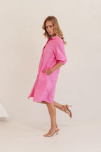 Kaleido Linen Collared Btn Dress