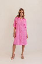 Kaleido Linen Collared Btn Dress