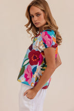 Kaleideo Linen SS Top