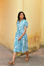 Azure and indigo Leilani Midi Dress