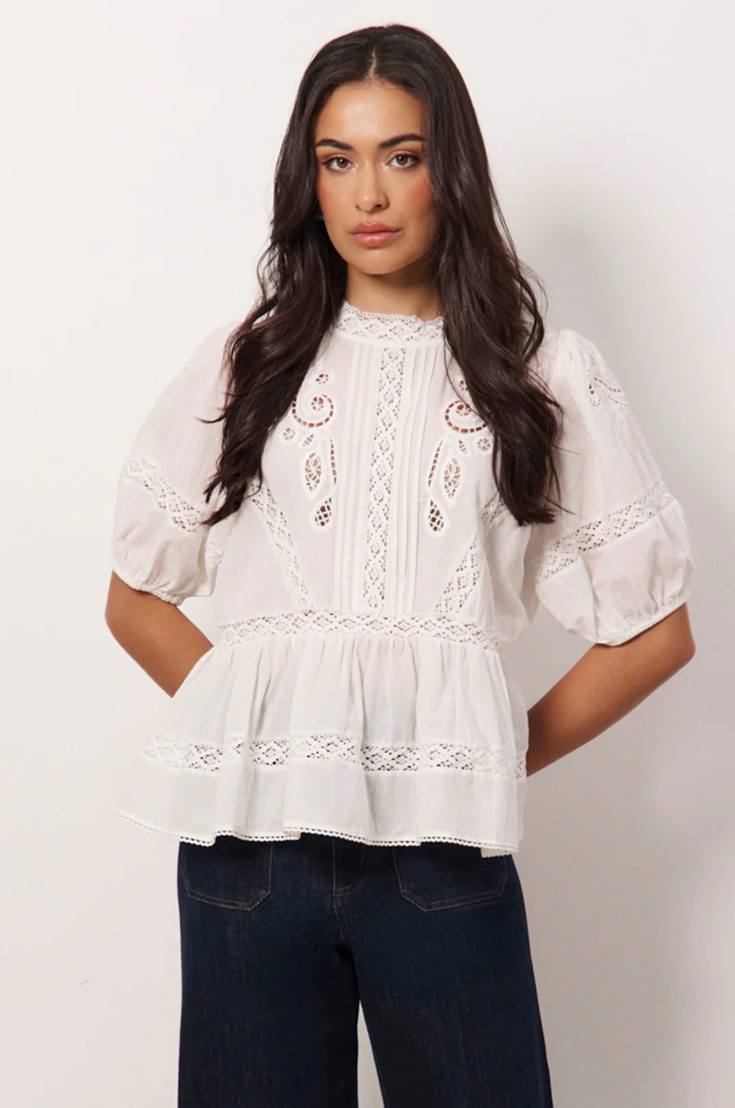 Adorne Ophelia Boho Peplum Top