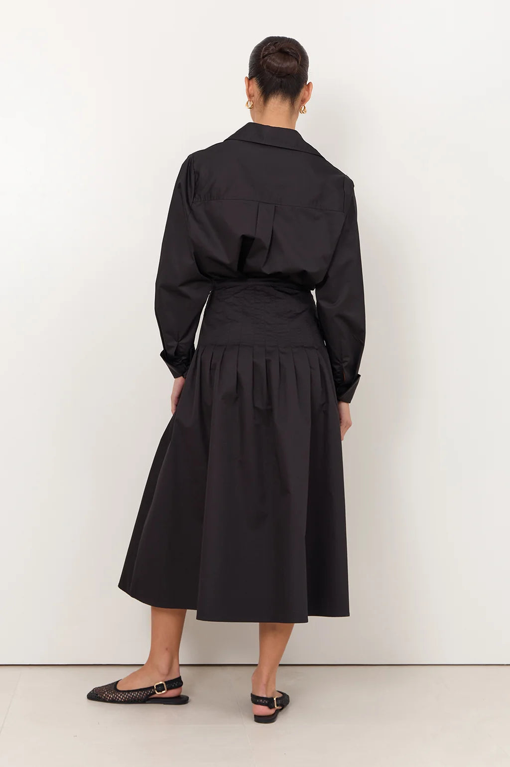 Adorne Briar Shirred Waist Poplin Maxi Skirt
