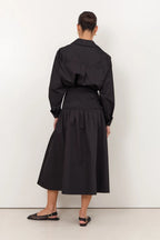 Adorne Briar Shirred Waist Poplin Maxi Skirt