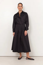 Adorne Briar Shirred Waist Poplin Maxi Skirt