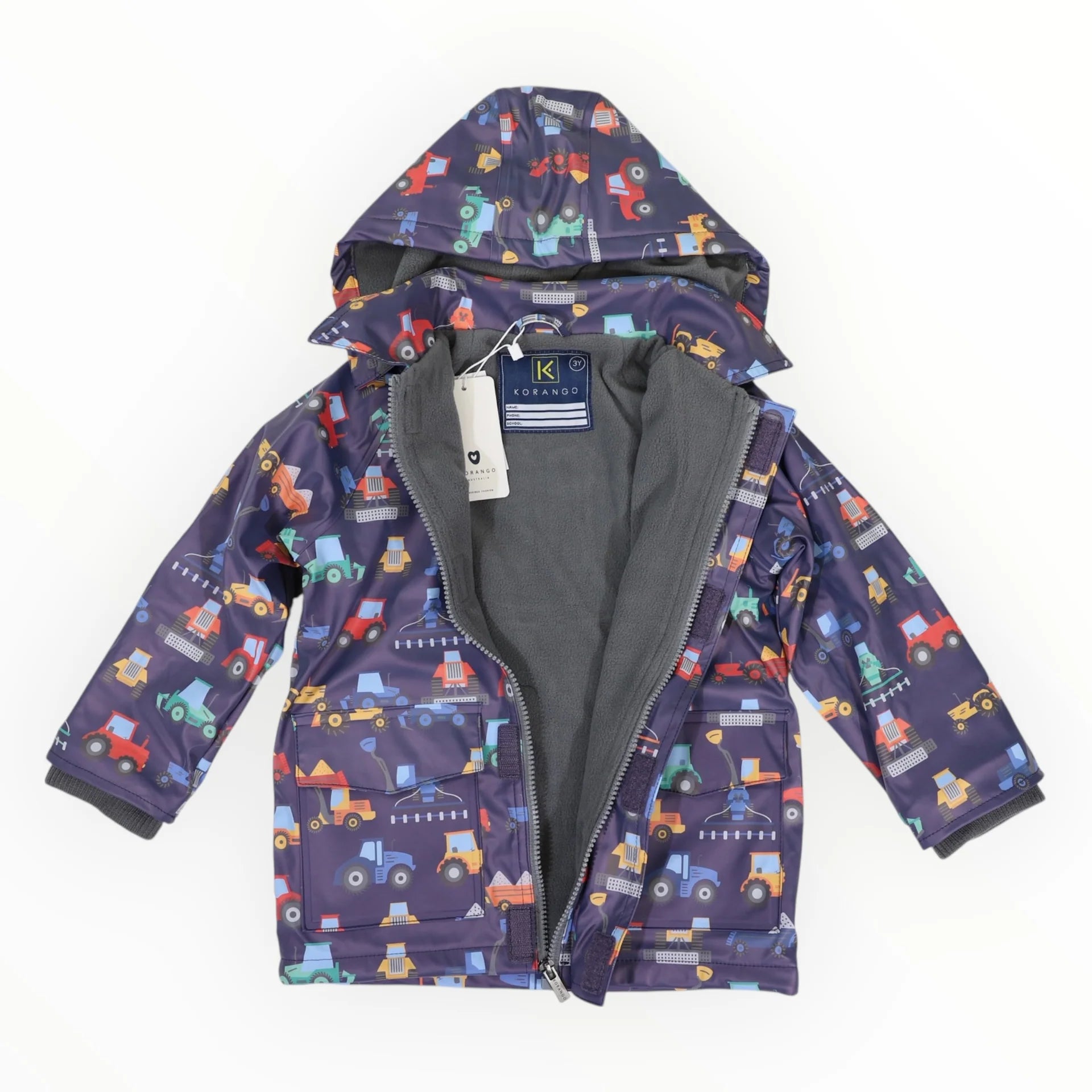 Korango Farm Machine Print Raincoat