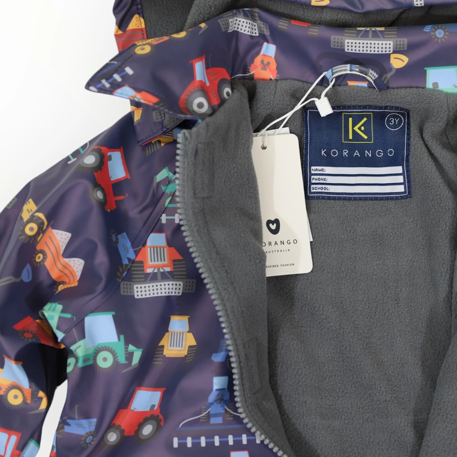 Korango Farm Machine Print Raincoat