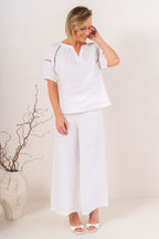 SEE SAW Linen Lace Trim Top