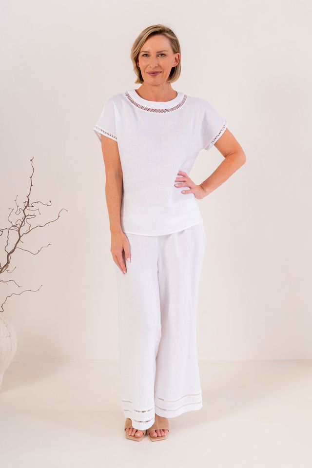 See Saw Linen Mock Neck Top