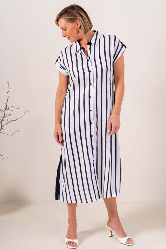 SEE SAW Linen Collared Button through Dress