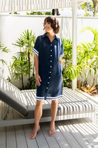 See Saw 100% Linen Collared Dress