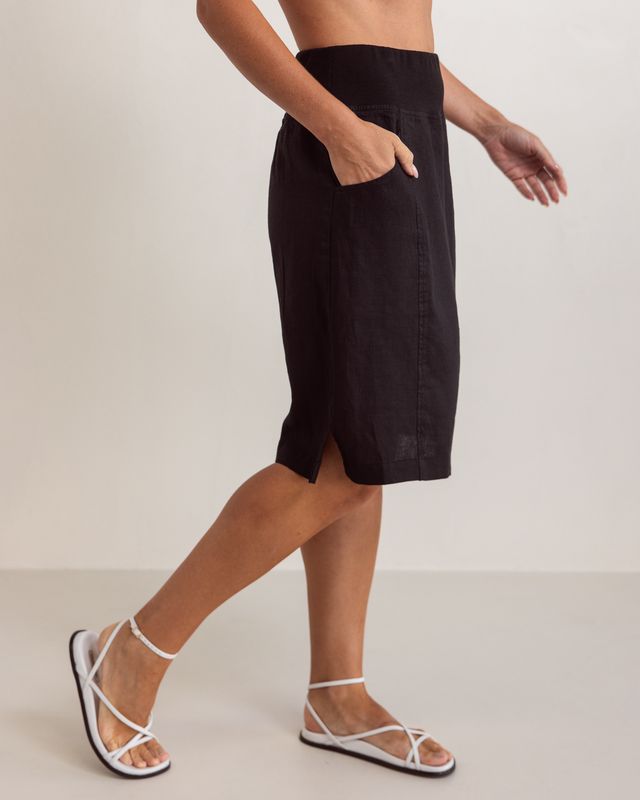 See Saw Linen Rib Waist Skirt