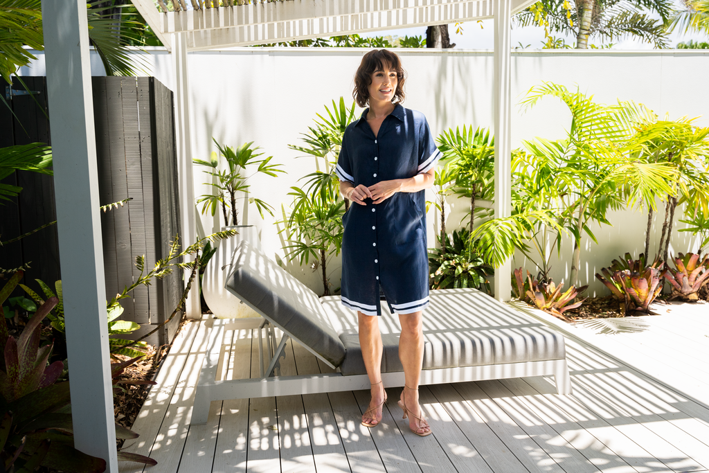 See Saw 100% Linen Collared Dress