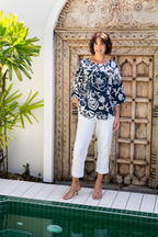 See Saw 100% linen 3/4 sleeve top