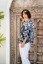 See Saw 100% linen 3/4 sleeve top