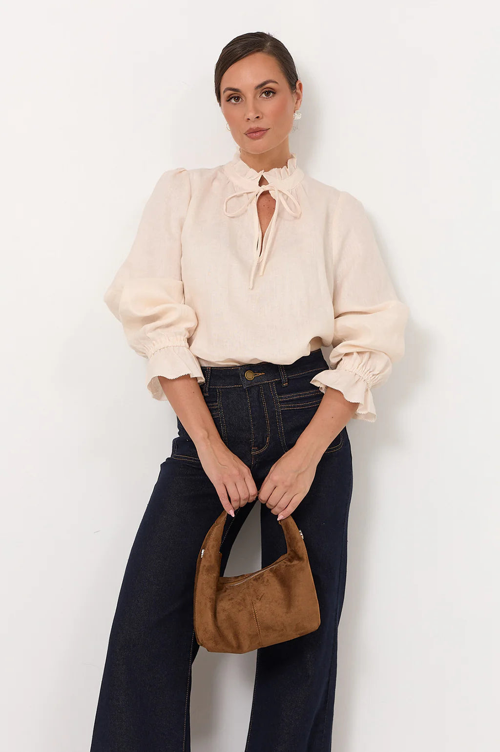 Adorne Sandra Long Sleeve Linen Top