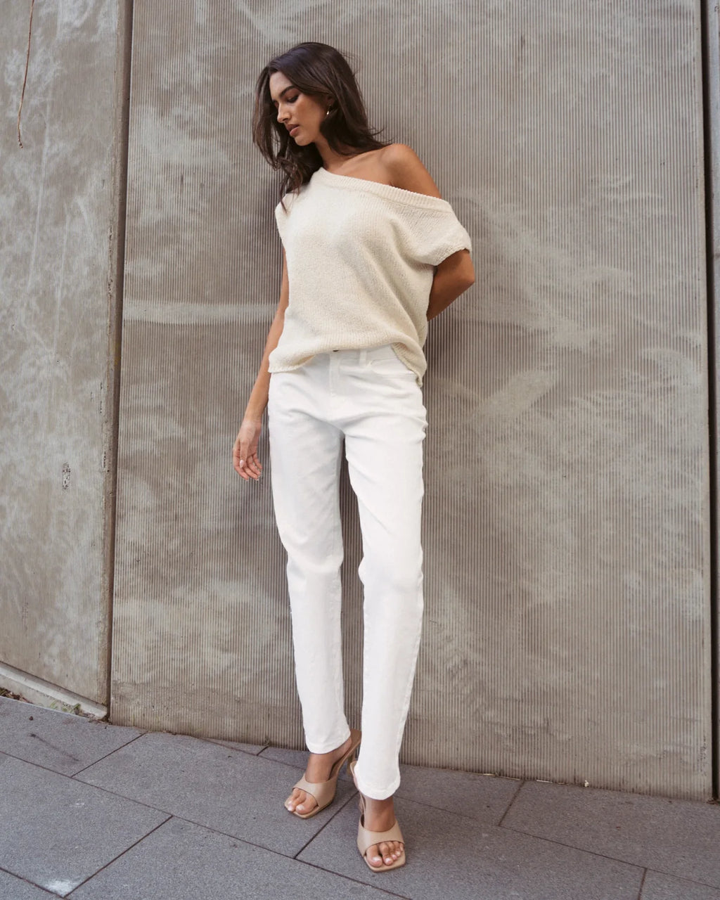 White Closet Textured One Shoulder Top