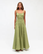 White Closet Shirred Strappy Maxi Dress