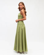 White Closet Shirred Strappy Maxi Dress