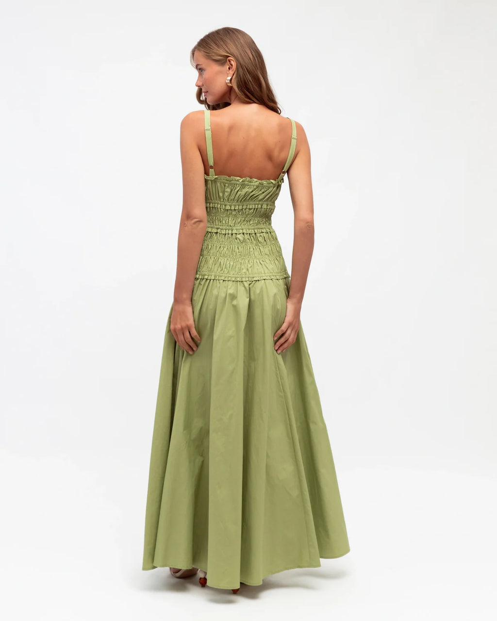 White Closet Shirred Strappy Maxi Dress