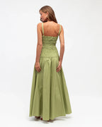 White Closet Shirred Strappy Maxi Dress