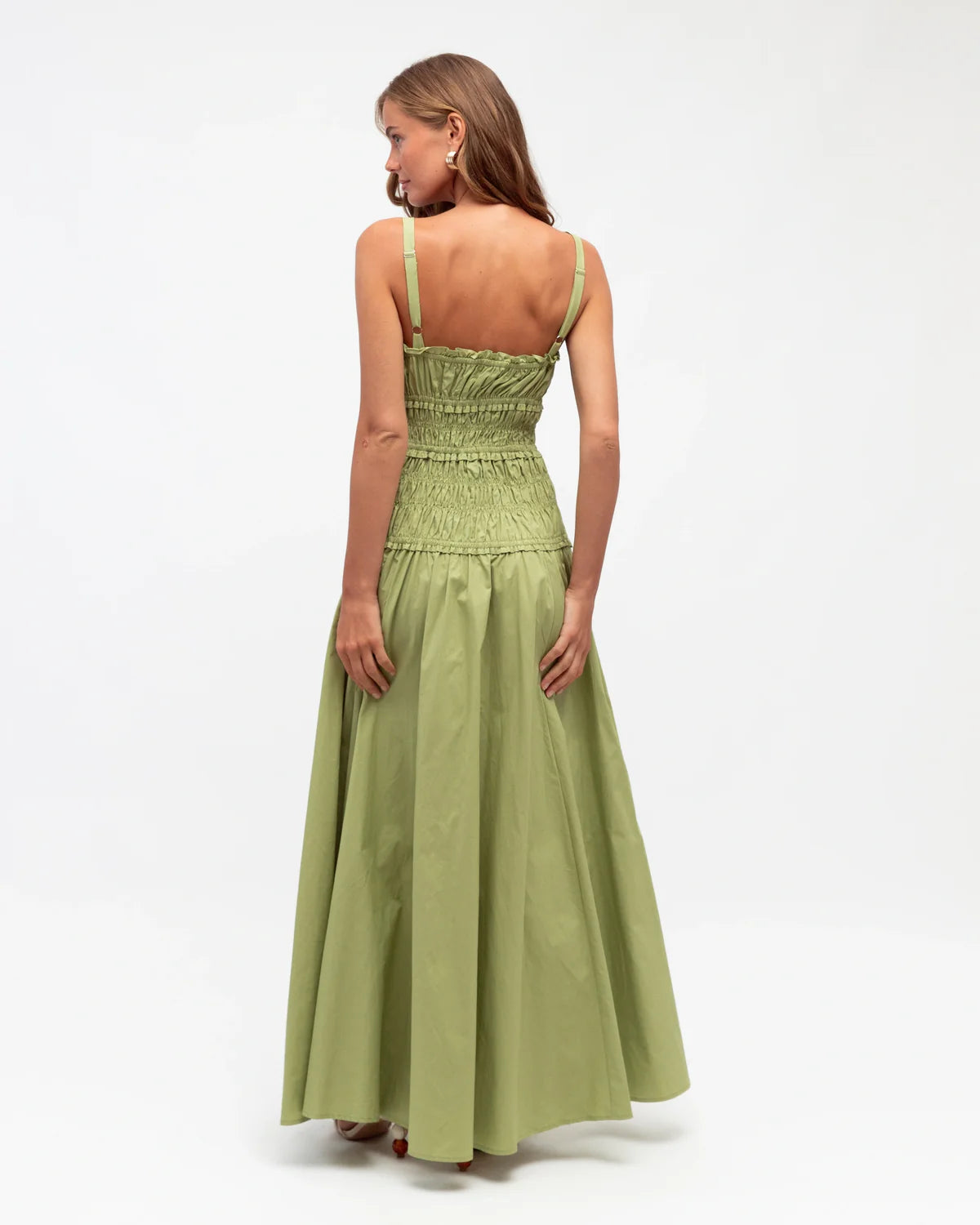 White Closet Shirred Strappy Maxi Dress