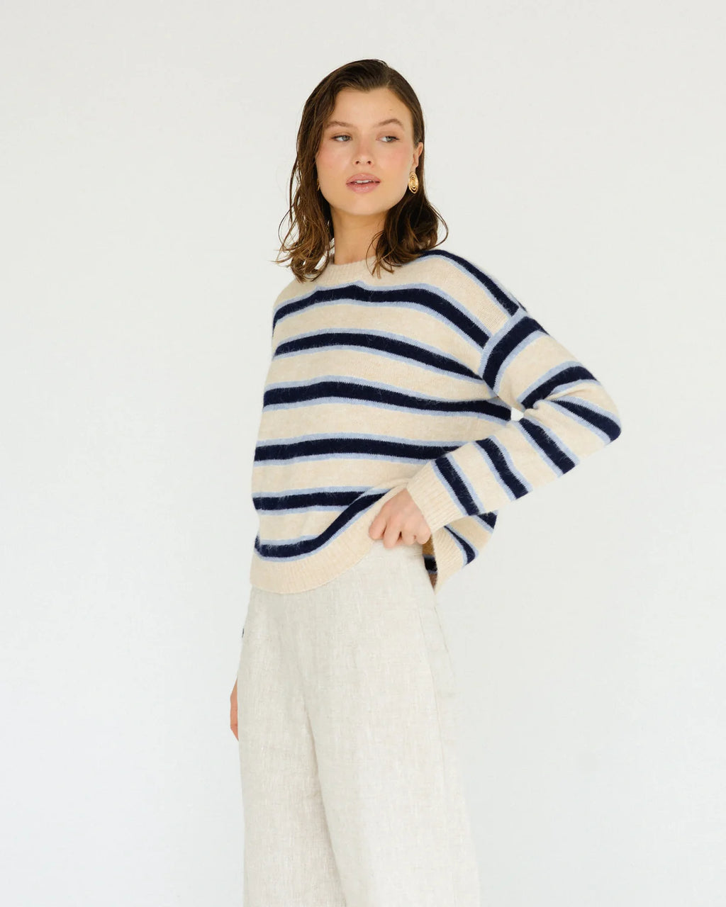 White Closet Stripe Knit Jumper