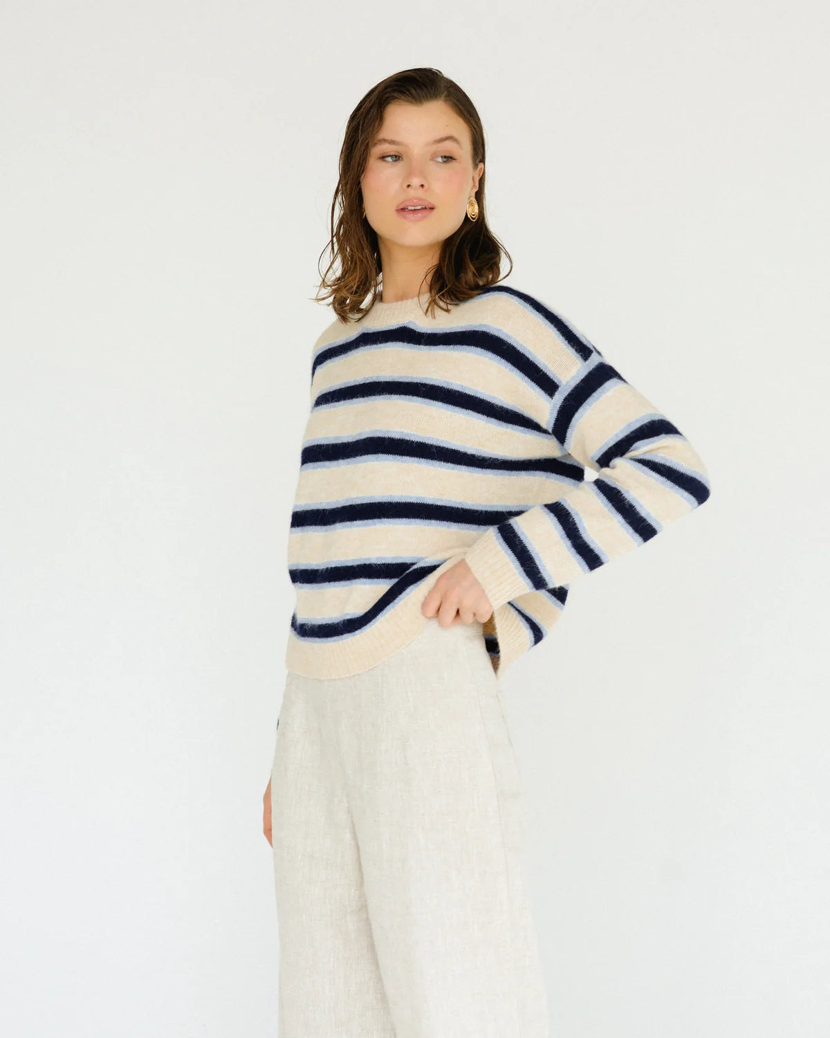 White Closet Stripe Knit Jumper