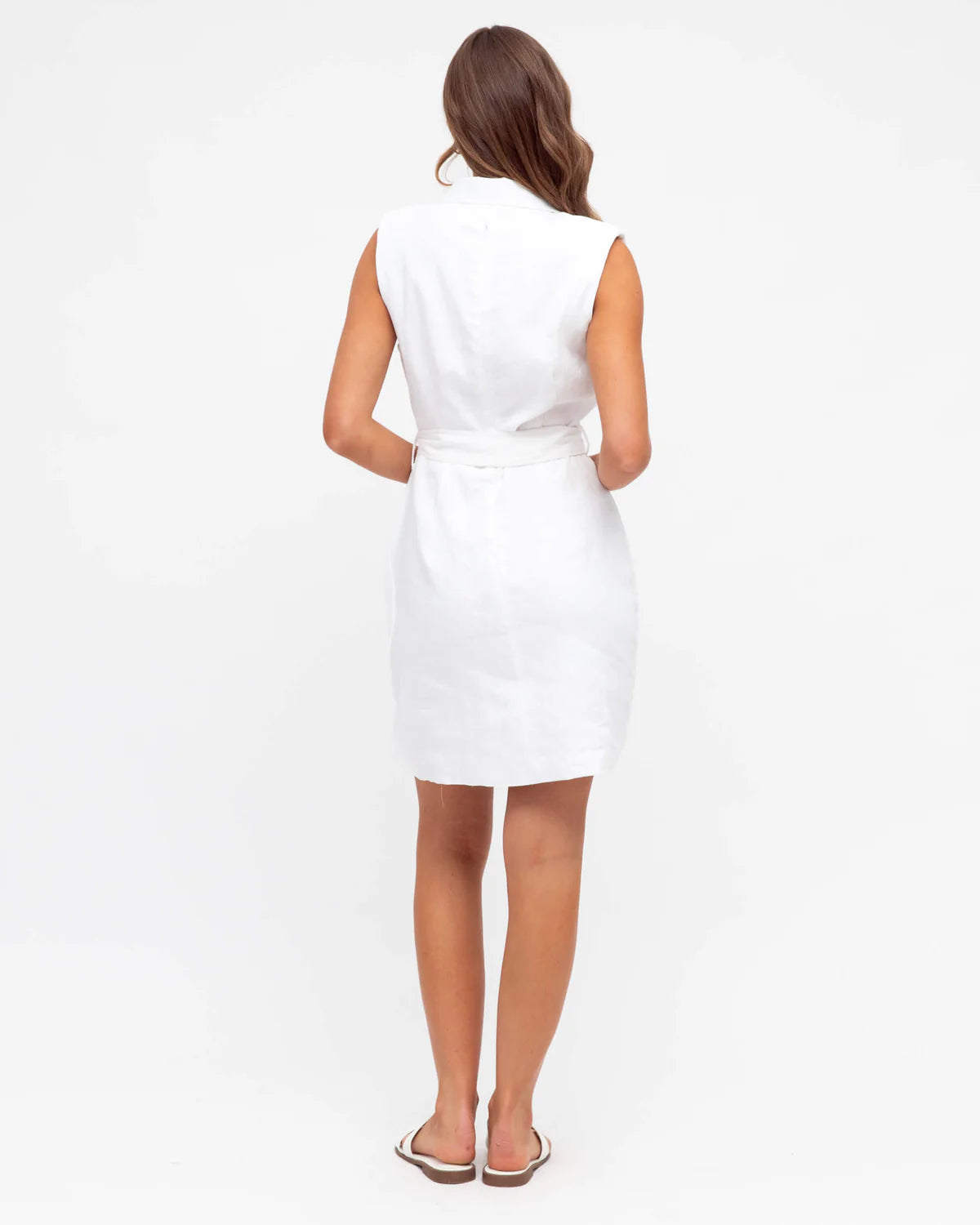 White Closet Sleeveless Tie Front Blazer Dress