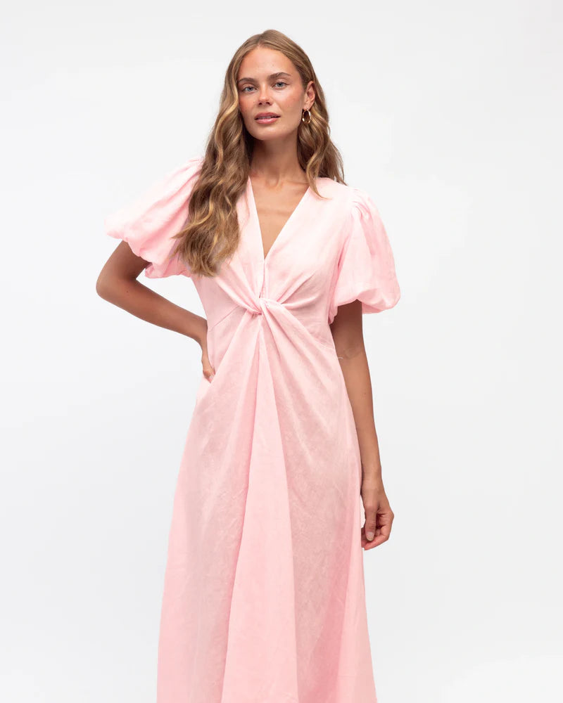 White Closet Balloon Sleeve Midi Dress