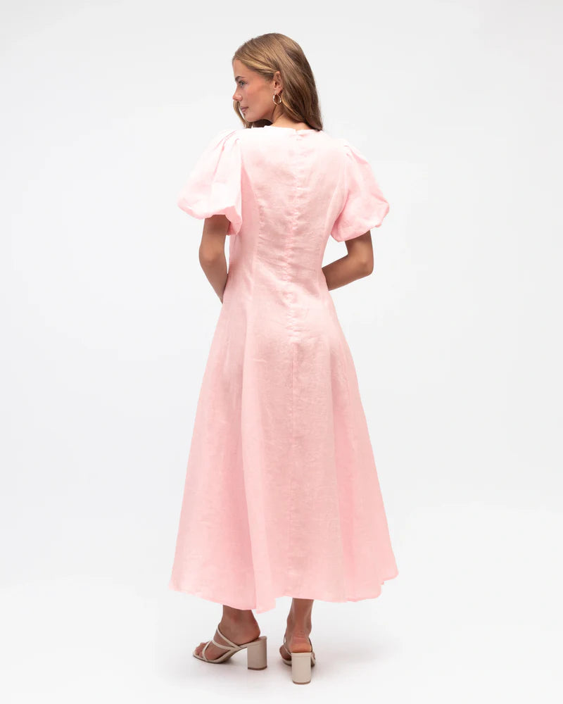 white closet pink dress White Closet Balloon Sleeve Midi Dress Barrakets Shop 2
