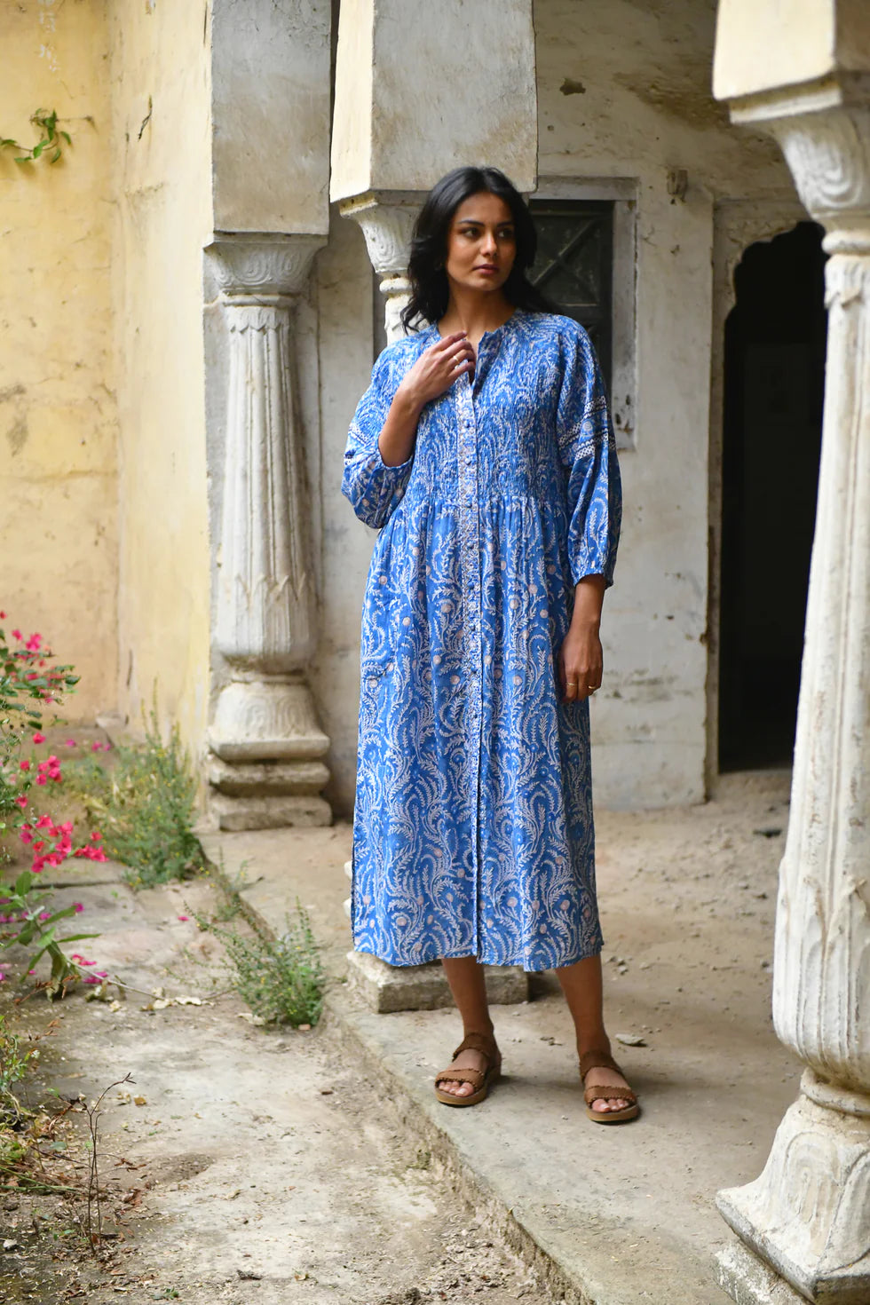 Azure and Indigo Wisteria Maxi Dress