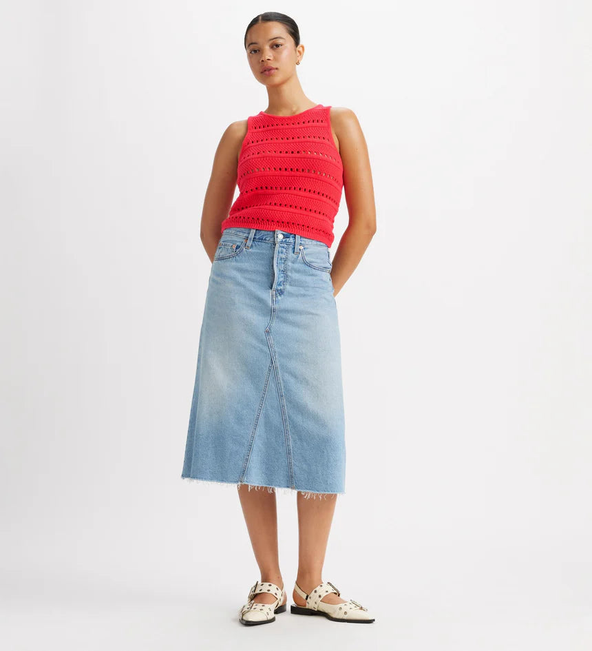 Levis high rise A-line deconstructed skirt