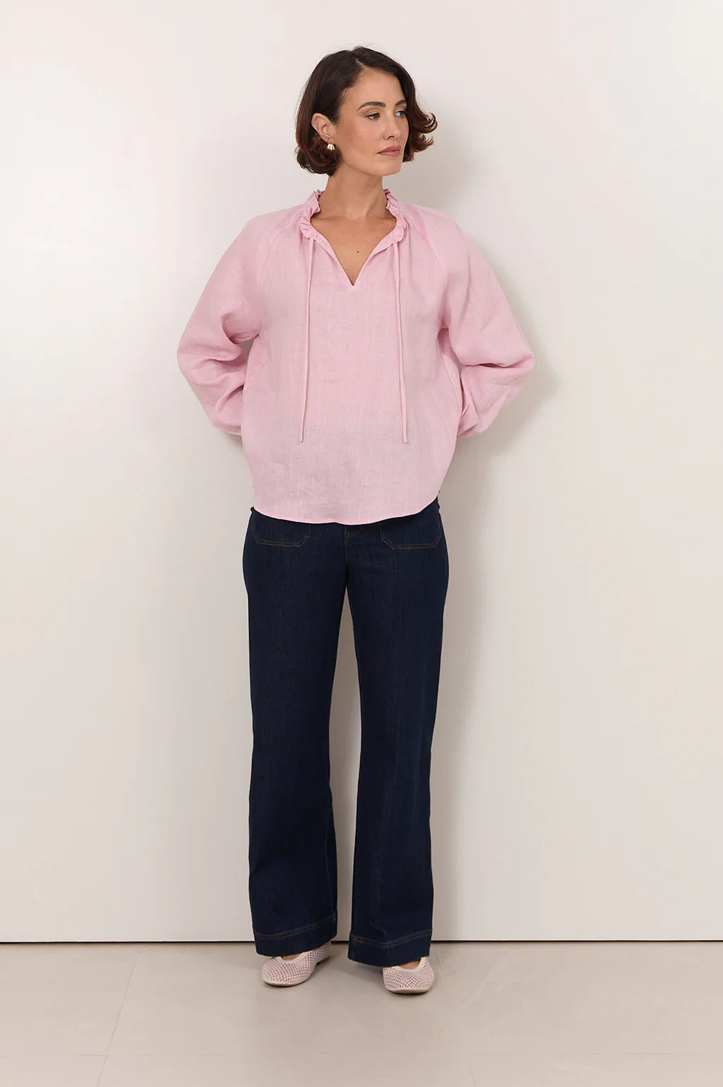 Adorne Adelaide Long Sleeve Linen Top