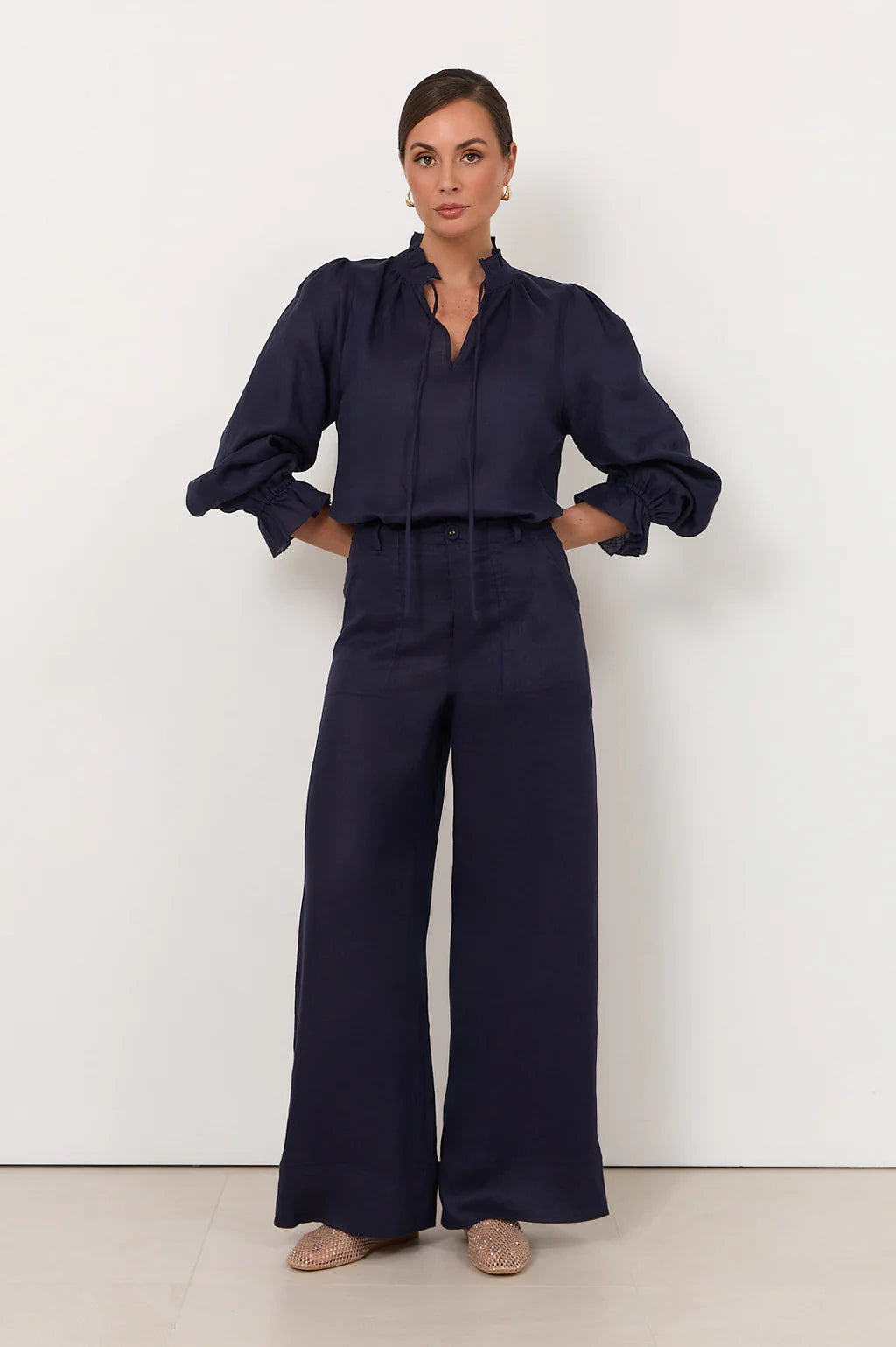 Adorne Avalon Wide Leg Linen Pant