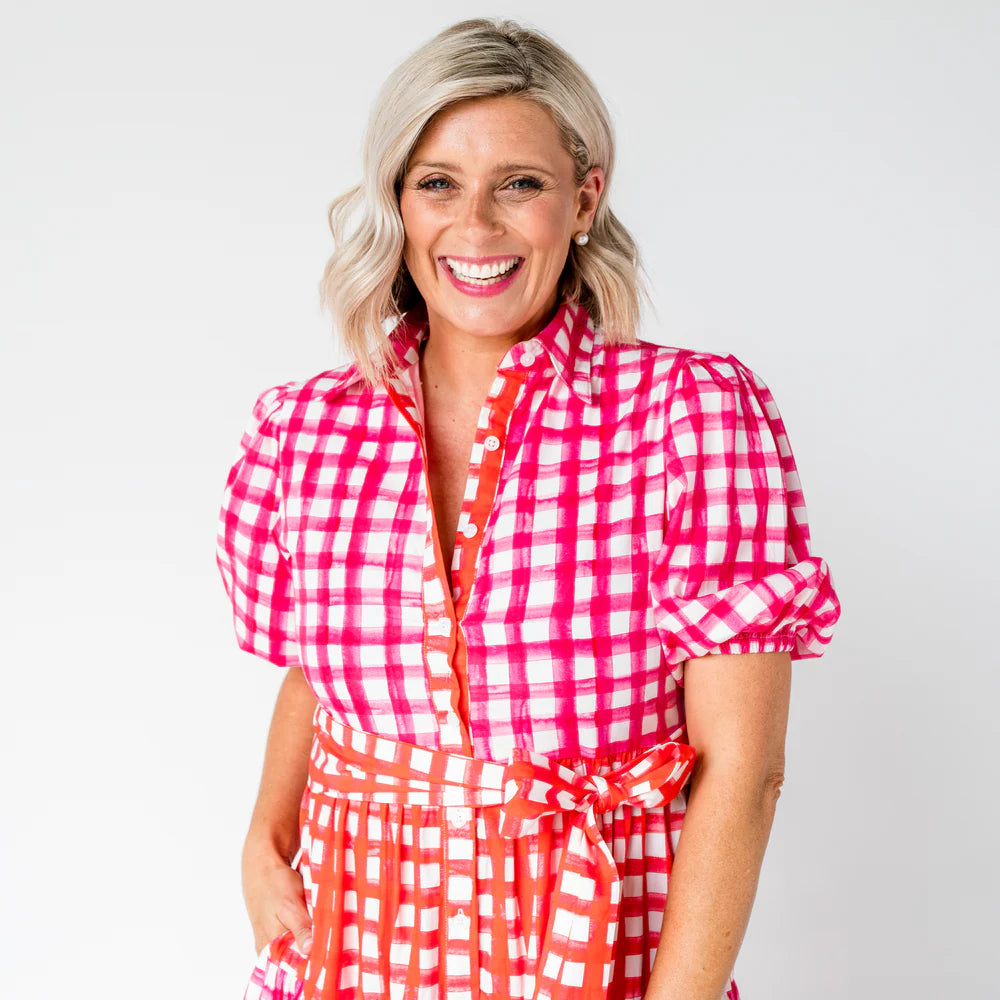 LIV & MILLY Pink and red gingham dress