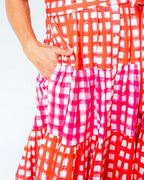 LIV & MILLY Pink and red gingham dress