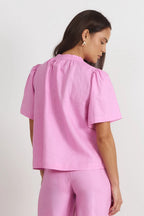 Adorne Percy Pleated Linen Top
