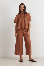 Adorne Percy Pleated Linen Top