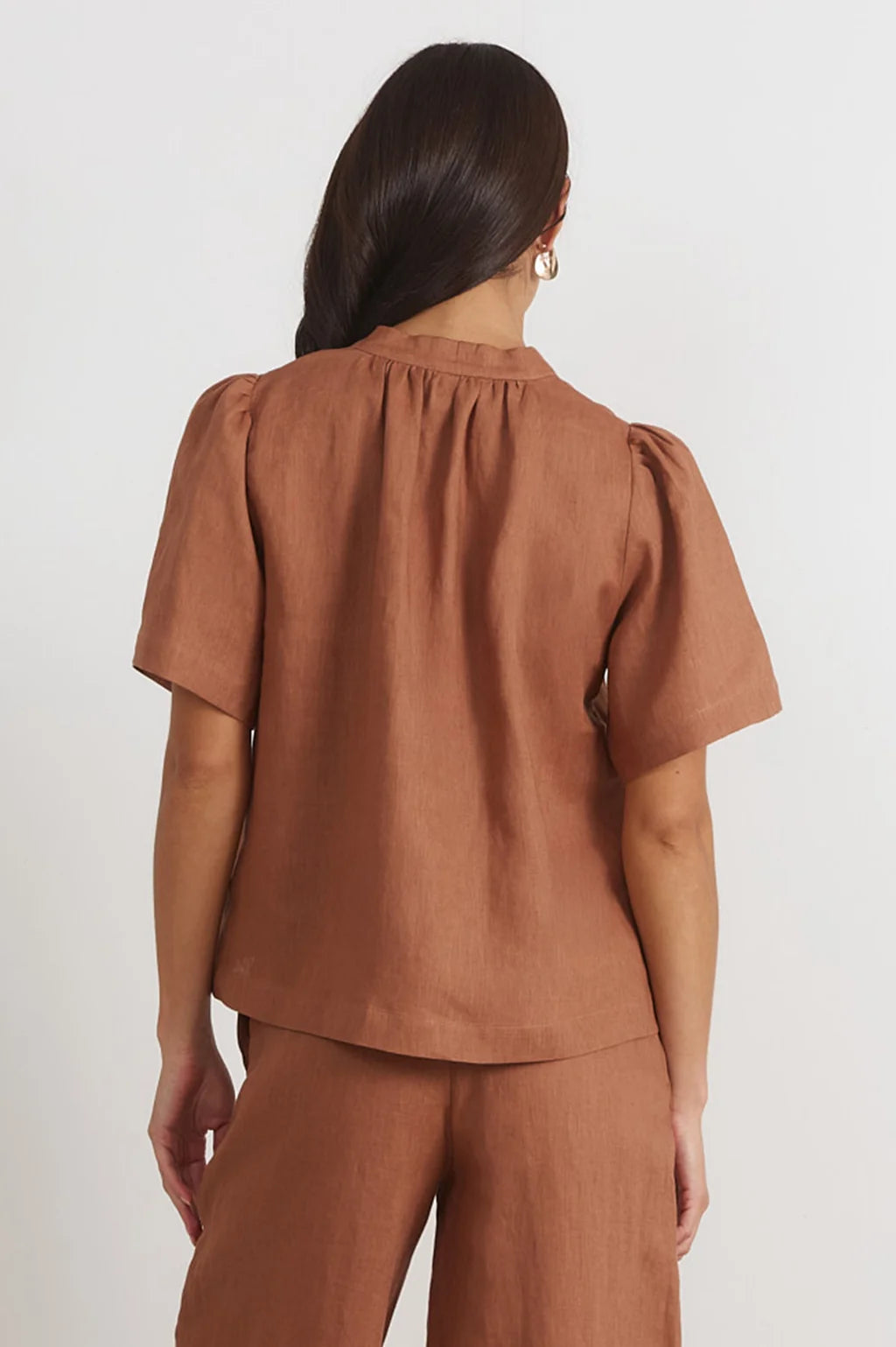 Adorne Percy Pleated Linen Top