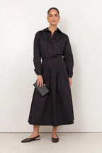 Adorne Briar Shirred Waist Poplin Maxi Skirt