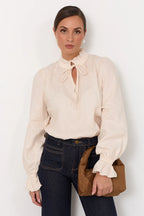 Adorne Sandra Long Sleeve Linen Top