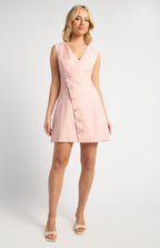 Style State Asymmetrical Gold Accent Button Vest Dress