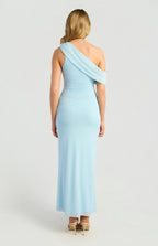Style State Asymmetric Drape Neckline Detail Mesh Dress