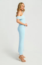 Style State Asymmetric Drape Neckline Detail Mesh Dress