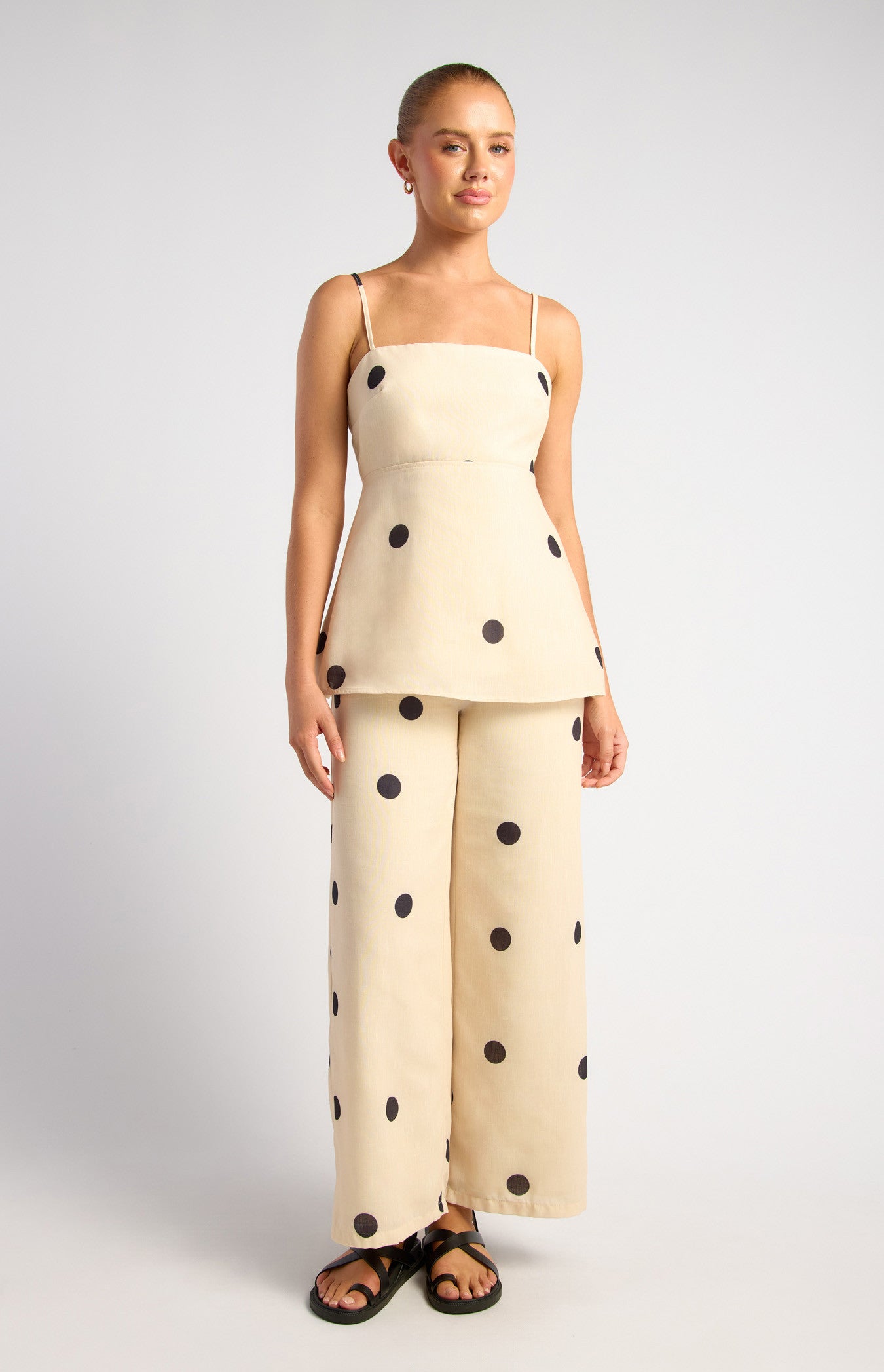 Style State Polka dot tie back top and pants set