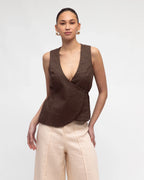 White Closet Linen Wrap Vest Top
